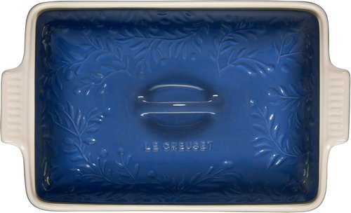 Le Creuset Olive Branch Collection - 4 Qt. Heritage Covered Rectangular Casserole in Marseille with Embossed Lid