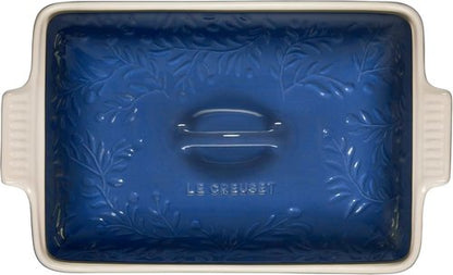 Le Creuset Olive Branch Collection - 4 Qt. Heritage Covered Rectangular Casserole in Marseille with Embossed Lid