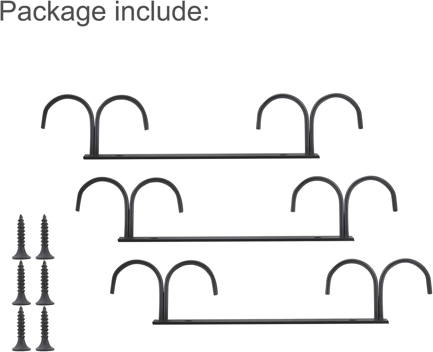 Under Cabinet Mug Hooks, 3 Pieces Mug Holder Rack with 12 Hooks, Display Hanging Storage for Mugs/Coffee Cups, Black