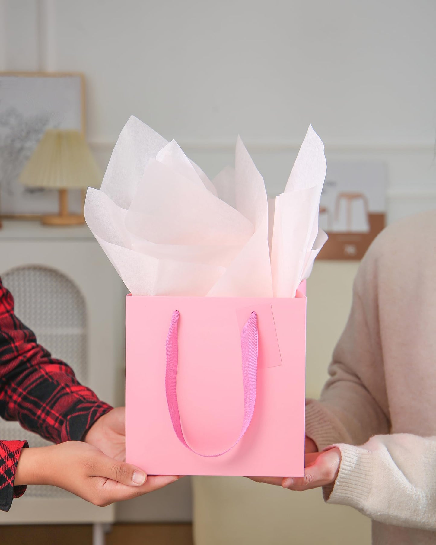 LFCXHTY 10 Pack Square Gift Bags with Tissue Paper Solid Small Orange Gift Bags with Handles for Party Favor Bag (6x6x6 In, Orange)