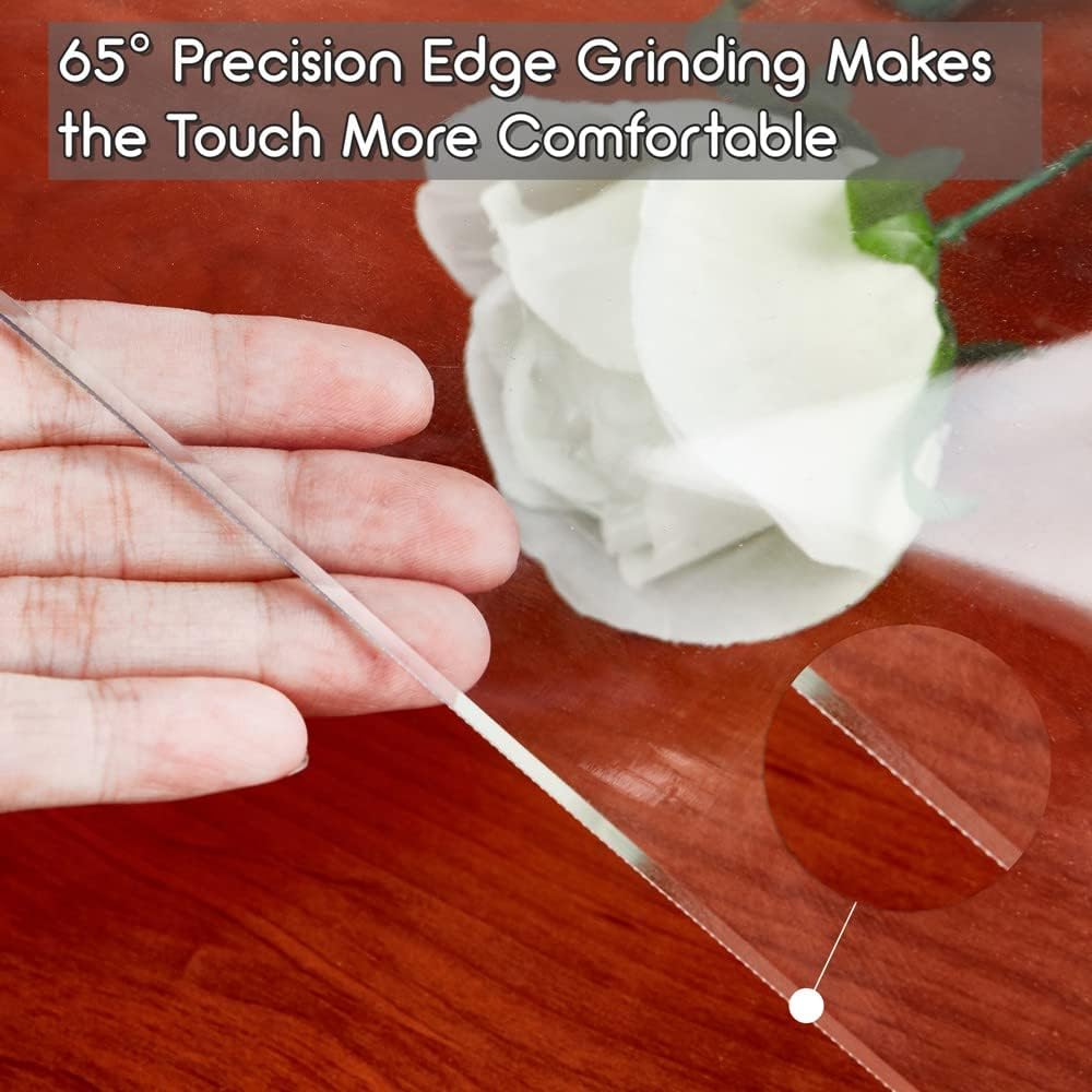 17 Inch 1.5mm NECAUX Round Clear Table Cover Protector, Thick Upgraded Version, Unshrinkable Waterproof Plastic