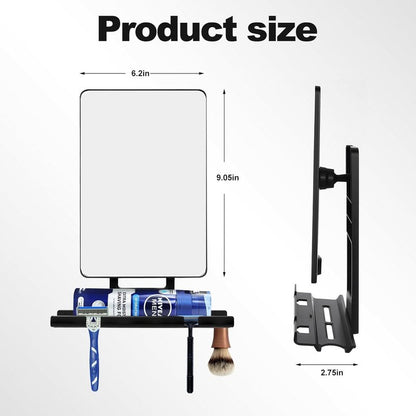 FKEBGDSU Shower Mirror,Mirror for Shower with Razor Holder,Adjustable Shower Shave Mirror for Men and Women,NO-Drilling,Removable,Shatterproof &Waterproof with 2 Adhesive Hooks