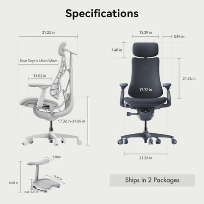 LiberNovo Dynamic Ergonomic Desk Chair + StepSync Footrest Bundle - Comfy Home Office Chair with Adaptive Lumbar Support, 160° Recline & Built-in Spine Stretch, Green+48cm