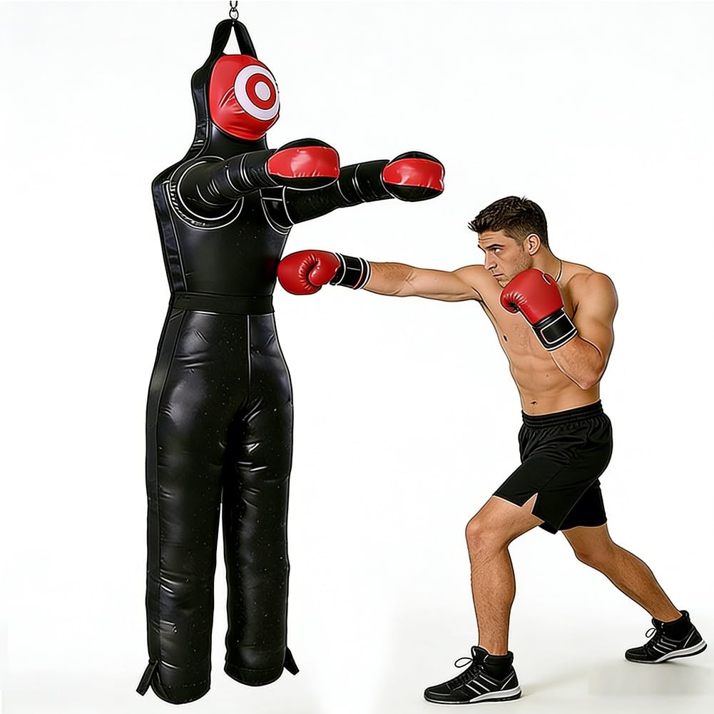 Hanging Grappling Dummy, Martial Arts Doll, MMA Wrestling Dummy, Durable Canvas Fabrics, Standing Sitting Laying Throwing, for Boxing Karate Training UNFILLED(160cm)