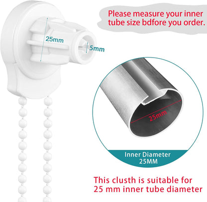 SelfTek 2 Set 25mm Roller Blind Fittings Plastic Brackets with Beaded Chain Replacement Repair Kit