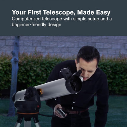 Celestron - 114LCM Computerized Newtonian Telescope - Telescopes for Beginners - 2 Eyepieces - Full-Height Tripod - Motorized Altazimuth Mount - Large 114mm Newtonian Reflector