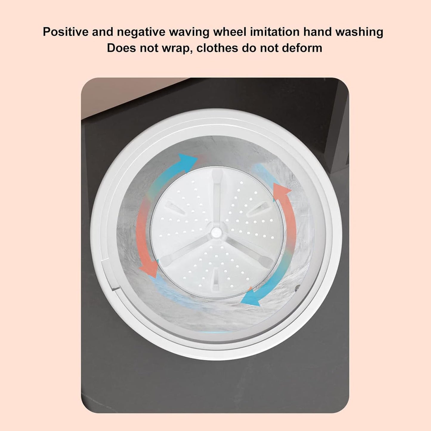 Portable 2 in 1 Mini Washing Machine, 6L Washer and Spin Dryer with Drain Basket for Apartment RV (US Plug)