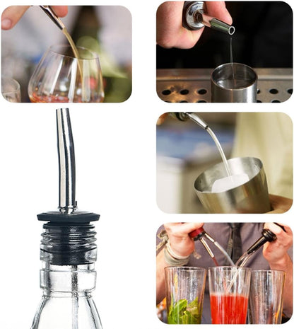Swpeet 15 Pcs Stainless Steel Liquor Bottle Speed Pourers with Rubber Dust Caps for Pubs, Clubs, Restaurants, Bars