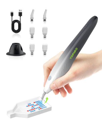 YOFIGO Electric Diamond Painting Pen,Wireless Art Pen for Diamond Painting with 3 Adjustable Suction Levels, Professional Diamond Art Pen with Magnetic Charging Base, Tool for DIY Craft