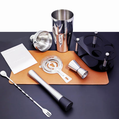 Cocktail Shaker Bartender Kit: 5 Piece Stainless Steel Bar Set, Cocktail Shaker Set with Stand, Drink Mixing Kit Includes Shaker,Strainer,Jigger, Bar Mixer Spoon, Muddler ﻿(750ml(25oz))