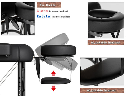 DOVANS Professional Massage Table Portable 2 Fold Premium Memory Foam Aluminium Leg Hold Up to 1100LBS 8 Heights Adjustable with Carrying Bag Black