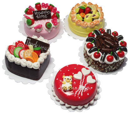 Lovely Mixed 5 Assorted Cake Dollhouse Miniature Food,Tiny Food