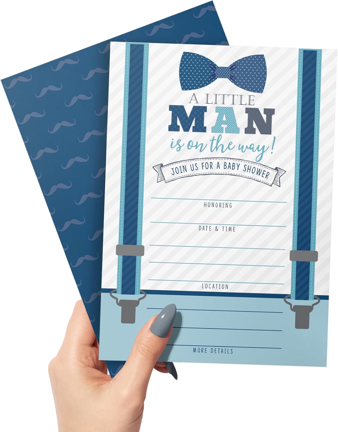 Your Main Event Prints Boy Baby Shower Invitations, 20 with Envelopes & Diaper Raffle Cards, Little Man, Sprinkle
