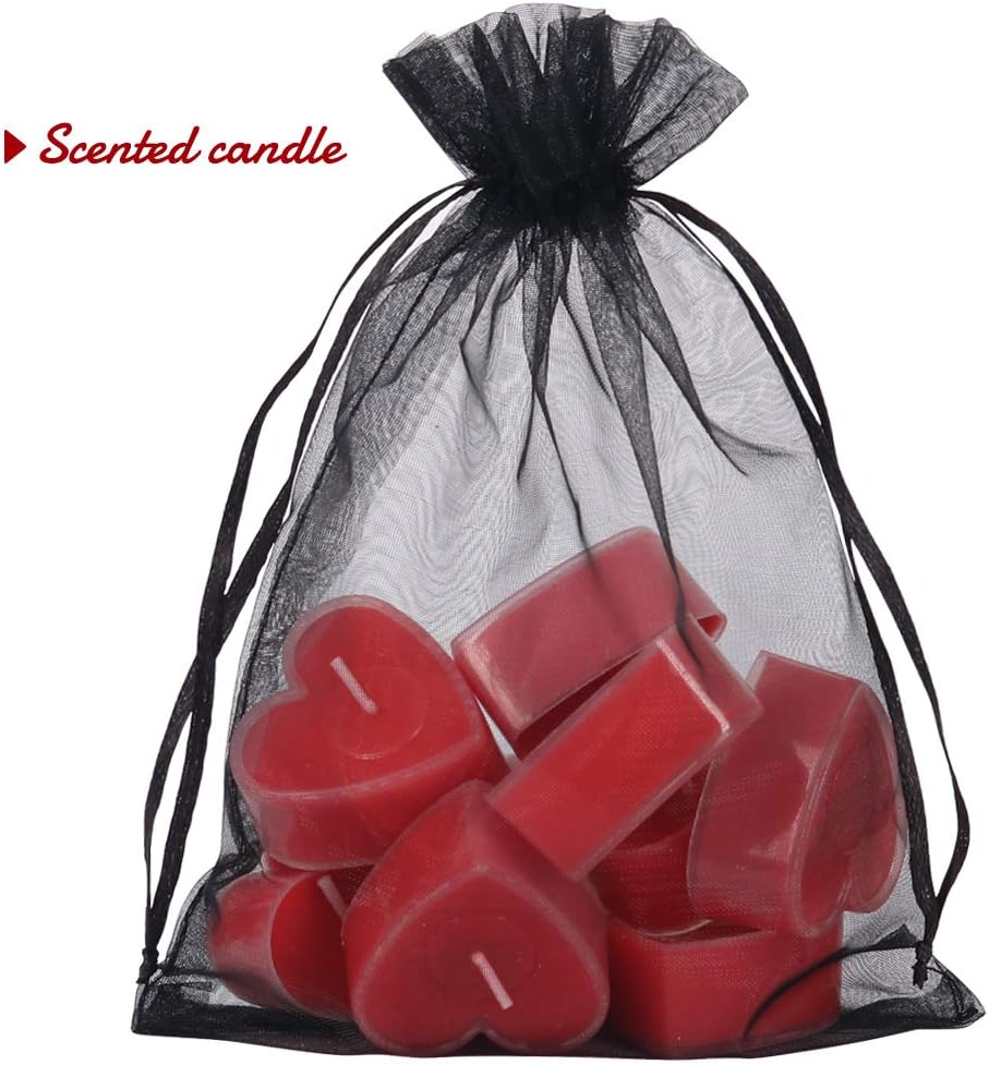 YQL Black Organza Bags - 100PCS 5x7 Inch Gift Favor Bags, Mesh Fruit Protection Bags, Jewelry Pouches for Wedding Party