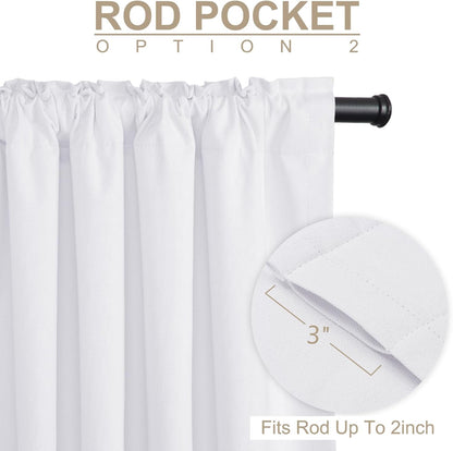 Skiennix Blackout Curtains - 100% Blackout Thermal Insulated Drapes | 84" Long, Bright White, 2 Panels Set