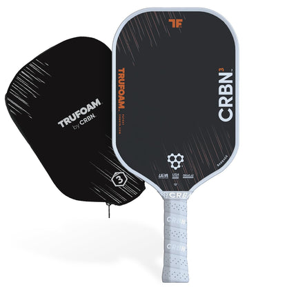 CRBN Pickleball - TruFoam Barrage 3 Pickleball Paddle - Elongated Shape - Carbon Fiber Pickleball Paddle - 100% Foam Floating Core Designed for Maximum Power, 14mm