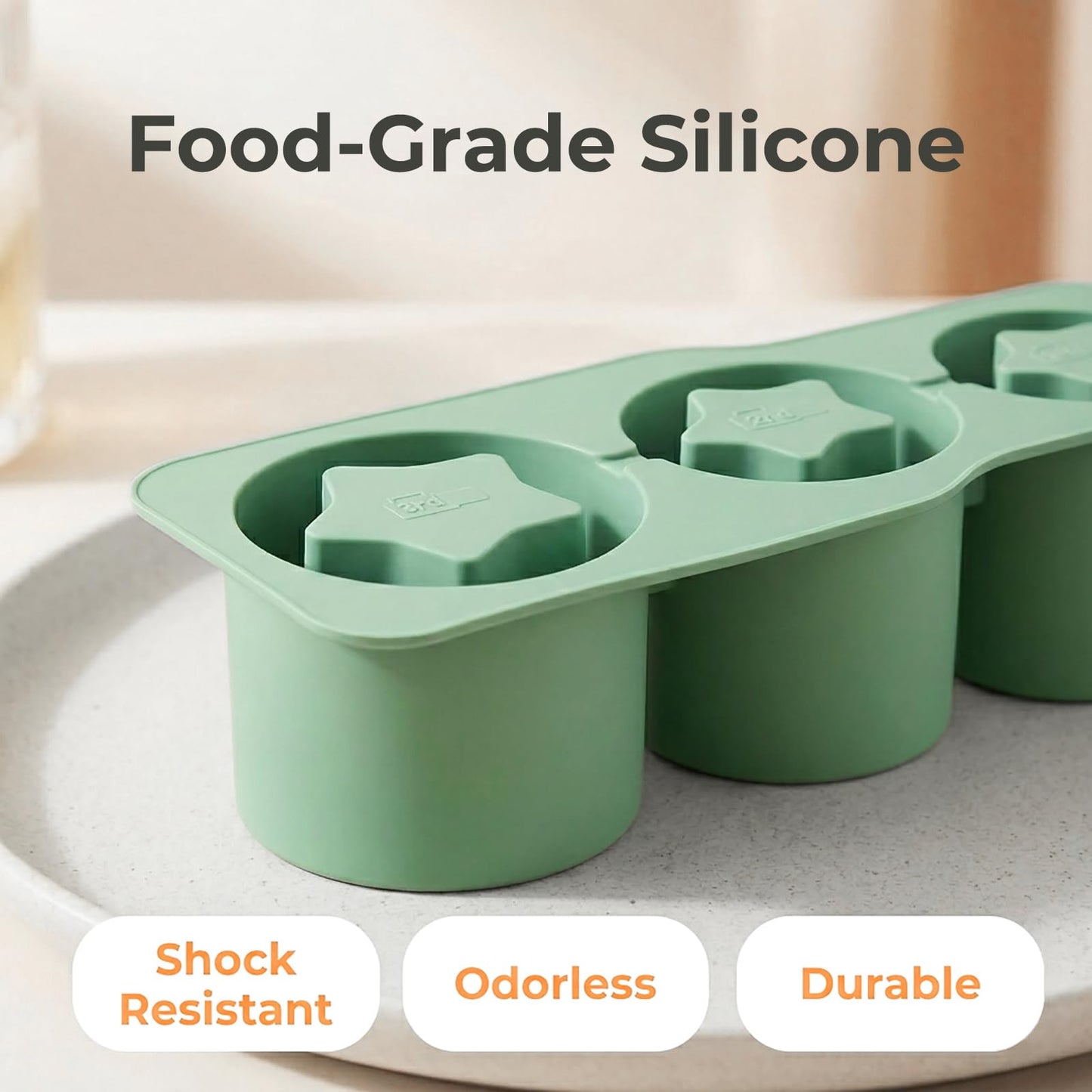 SpaceTime Ice Cube Tray for 30oz Tumbler Cups,Silicone Hollow Cylinder Ice Cube Mold with Lid,Reusable Large Ice Cubes Trays for Freezer Drinks,Whiskey,Cocktails & Juice,Easy Fill & Release (Star)