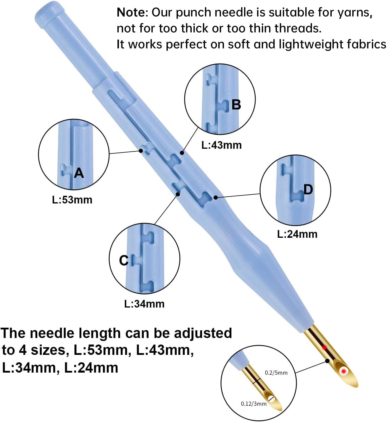 MSDADA 21PC Punch Needle Kit, Adjustable Punch Needle Tool, Wooden Handle Embroidery Pen Kits, Hoops, Cloth, Punch Needle Set Adults Beginner for DIY Craft, Perfect for Decoration and Gifts(Blue)