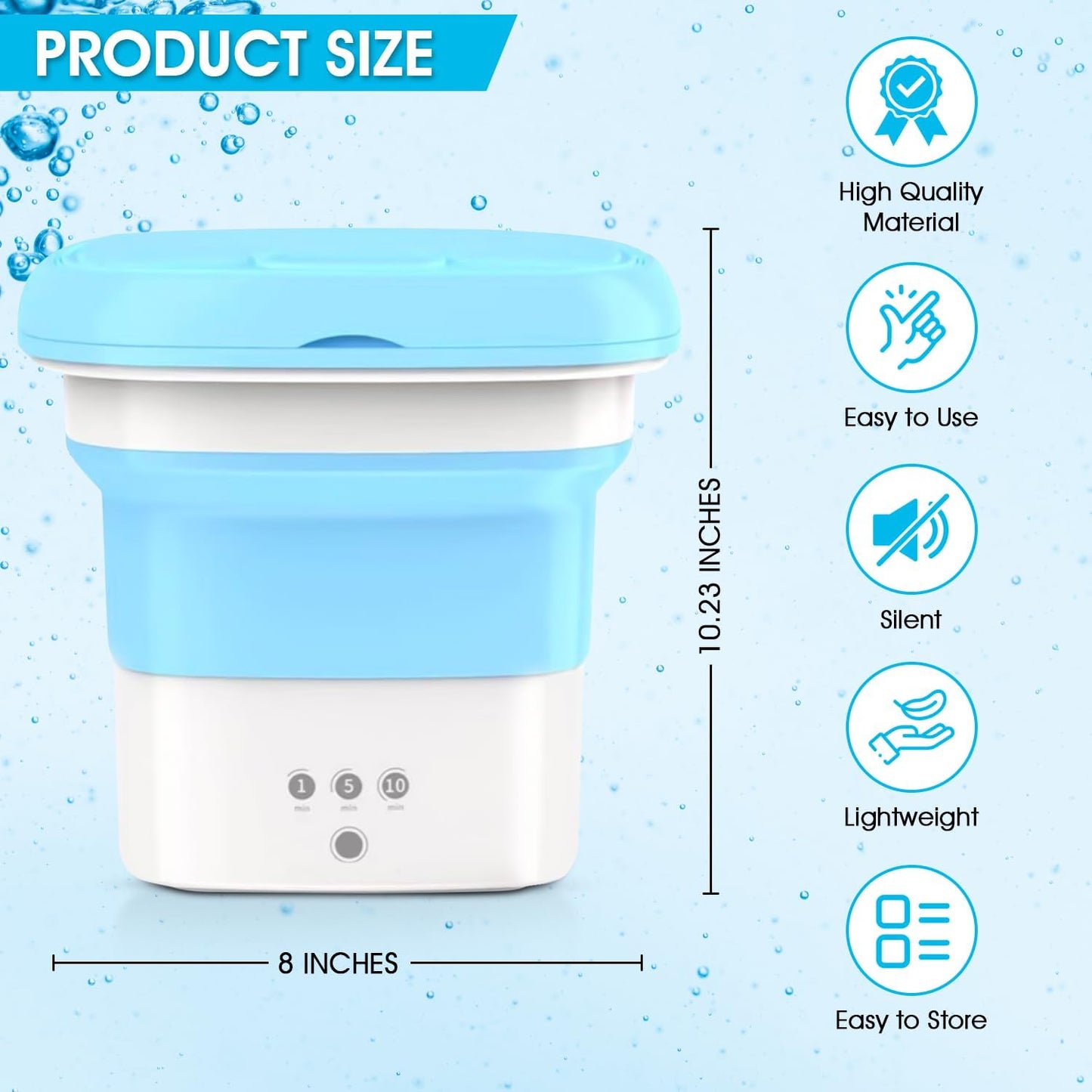 New Jalisco Portable Washing Machine, Foldable Mini Washer for Baby Clothes, Underwear, Small Items, Blue