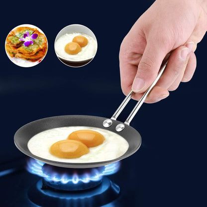 Zerodis Mini Egg Pan, Nonstick Frying Skillet for Household Pancakes, Steel Handle, Kitchen Camping Cookware