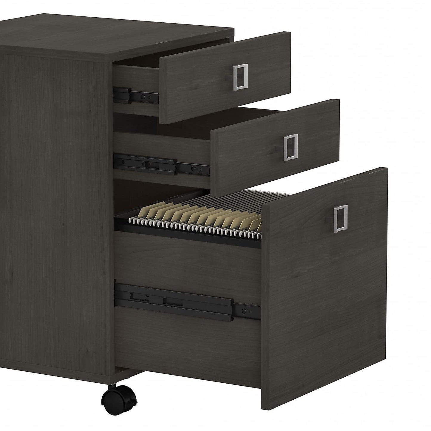 Bush Business Furniture Echo 3 Drawer Mobile File Cabinet in Charcoal Maple