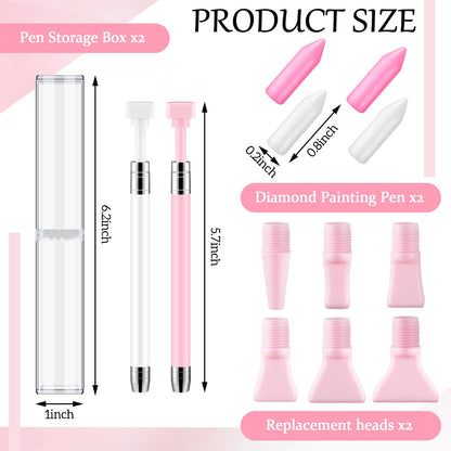 Jutom 2 Pcs Diamond Painting Pen with 40 Pcs Diamond Painting Wax Pen Replacement Wax Glue Accessories Tool Quickly Pick up Beads Gems for DIY Art (Multiple Heads)