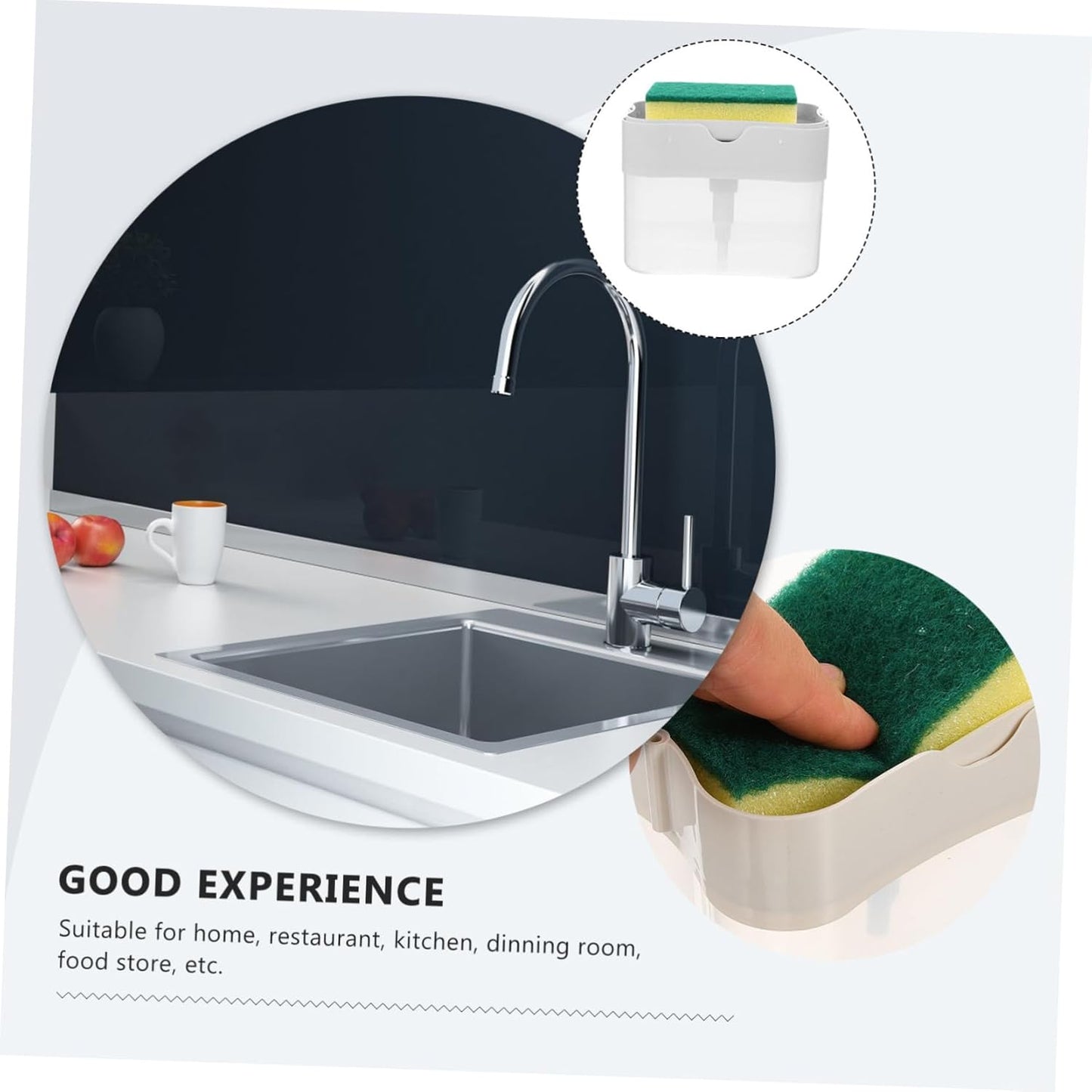 Amosfun Soap Dispenser Sponge Kitchen Gadget Set - Soap Pump Dispenser Kitchen Countertop Organizer