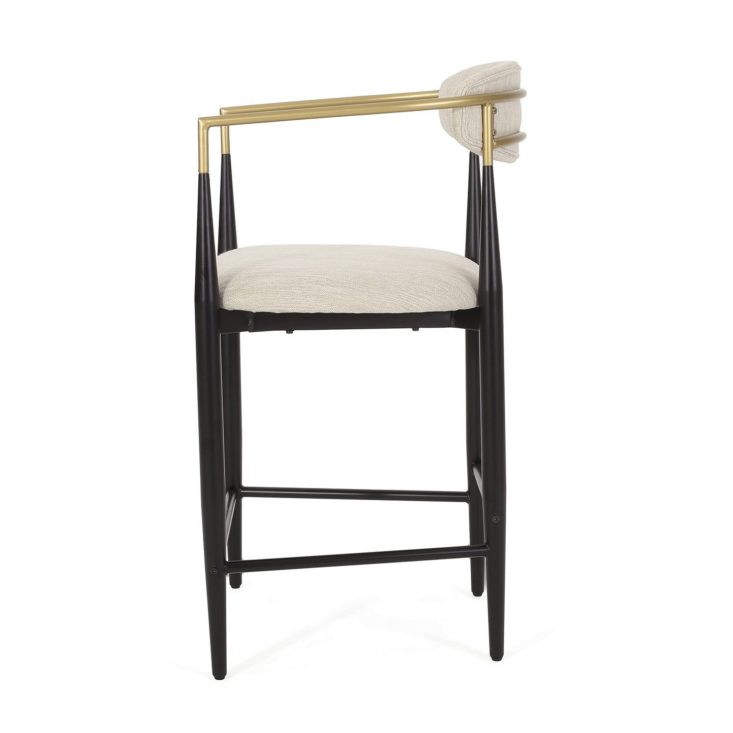 Merax 25" Fabric Upholstered Counter Stools with Backrest and Metal Frame Footrest,Set of 2,Modern Barstools