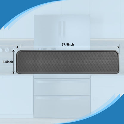 Refrigerator Floor Mat, Decent Silicone Mat in Front of Fridge, Appliance Floor Mat with Lip for Leak Catch and Floor Protect, Drip Tray for Fridge & Water Dispenser & Dishwasher - 37.4"x8.5", Grey