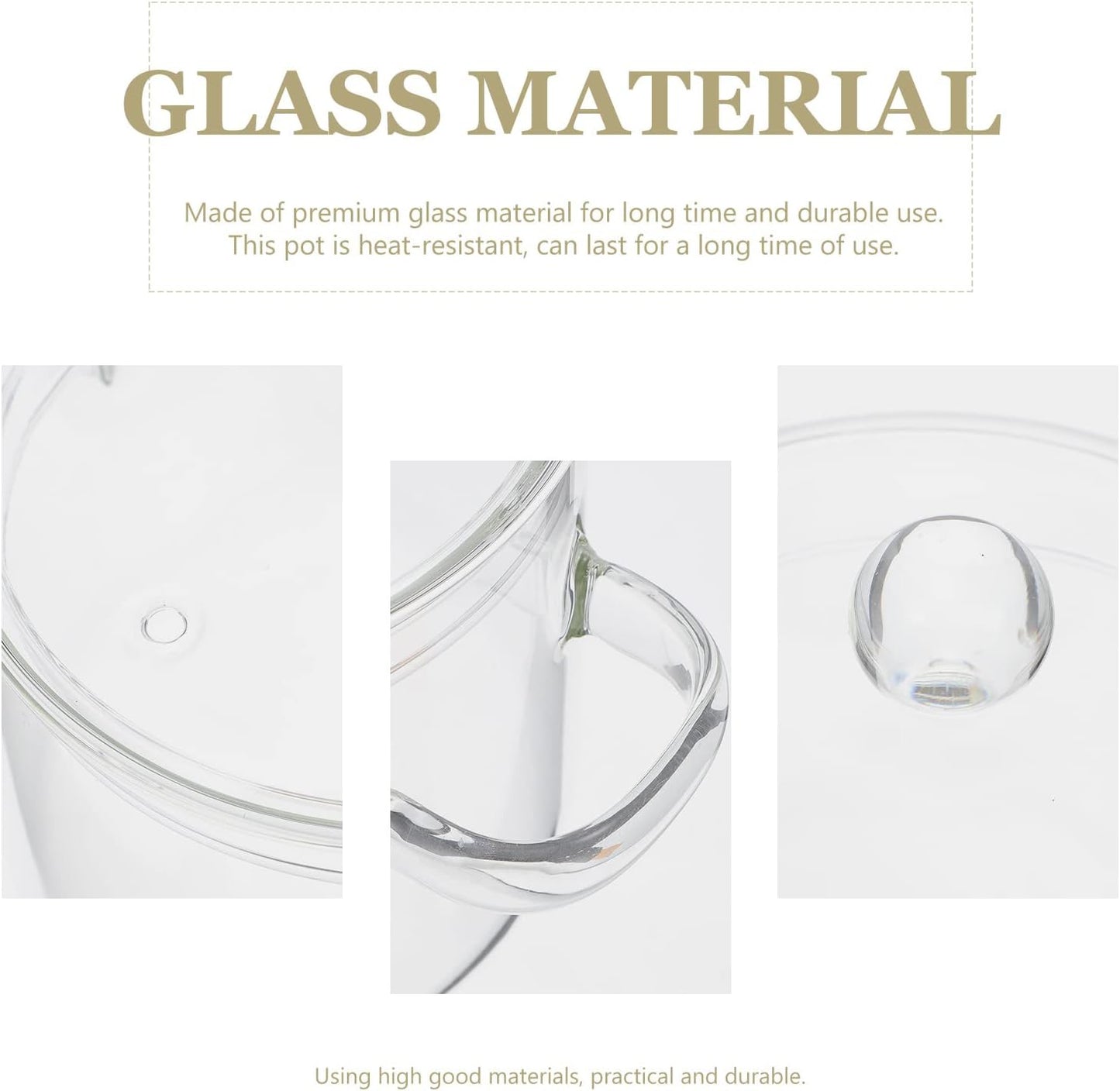 Clear Glass Pots for Cooking, Thickened Glass Stew Pot with Lid for Stove