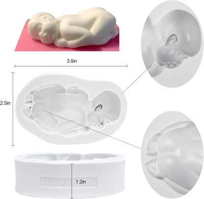 Large Size Newborn Sleeping Baby Mold - Silicone Fondant Cake Decoration Cupcake Toppers for Baby Shower