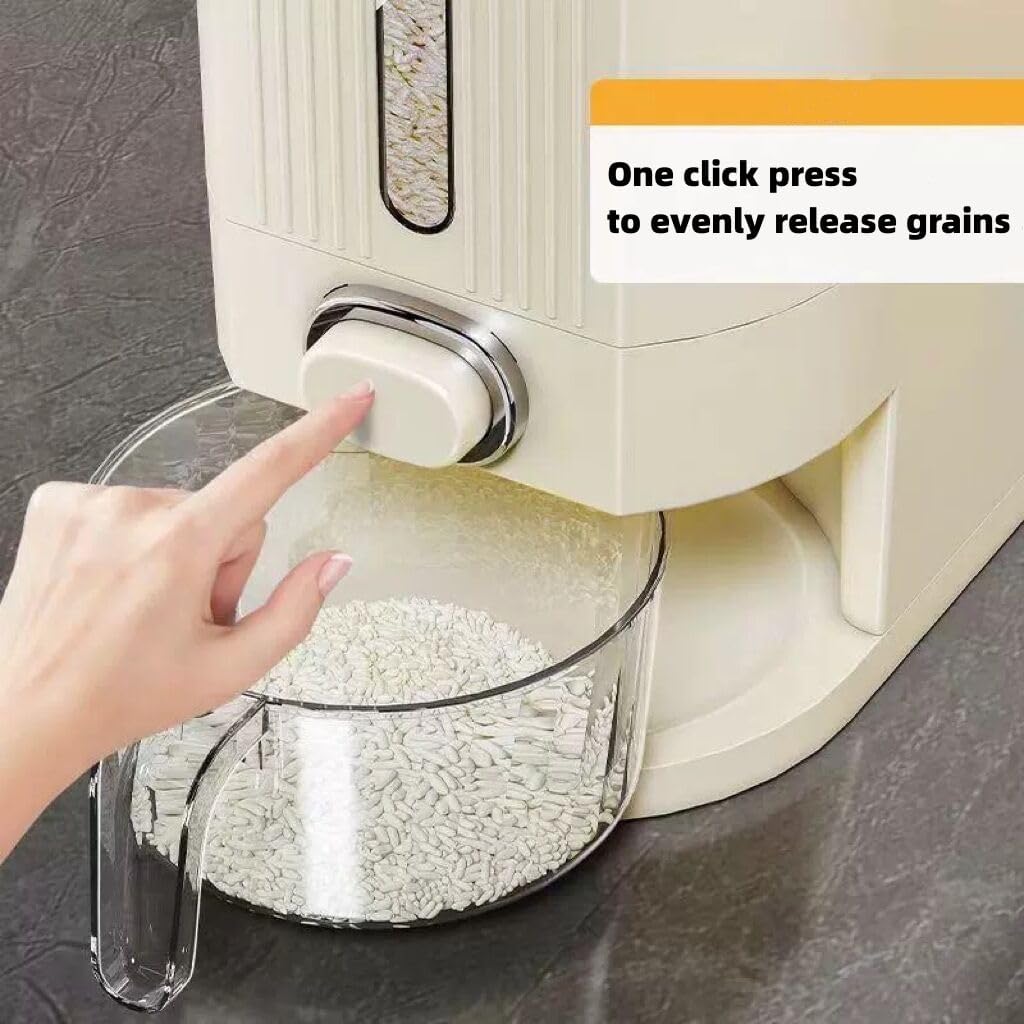 25 Lbs IEEK Rice Dispenser, Large Cereal Dry Food Storage Containers with Measuring Cup and Lid,Moisture Proof Airtight