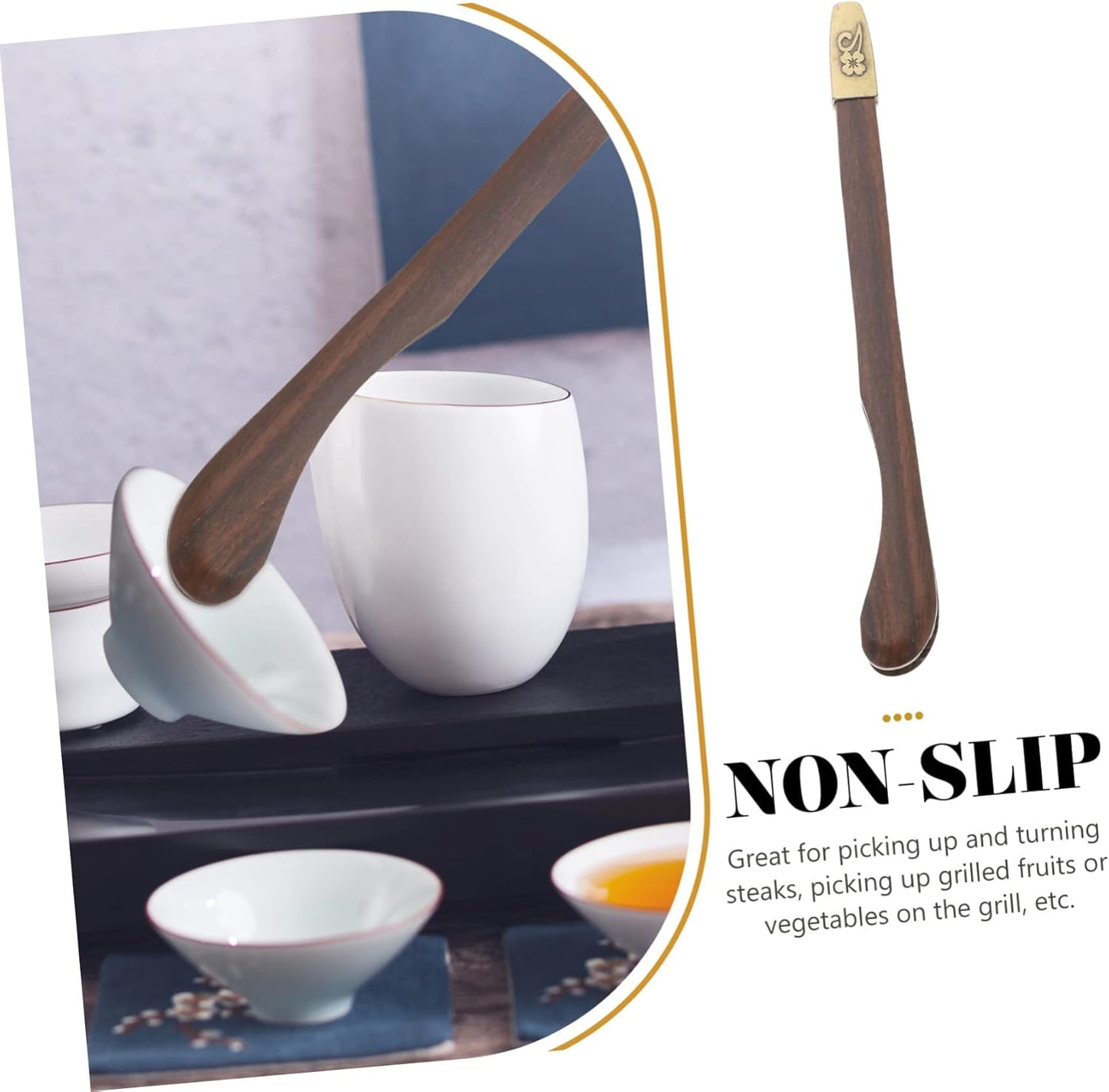 Chinese Tea Teacup Tongs Mini Wooden Clips - Reusable Cooking Tongs for Kung Fu Tea, Home Cup Clip