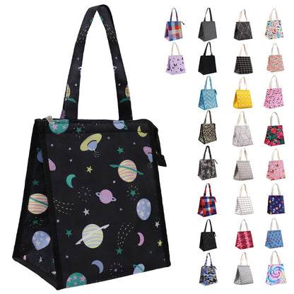 iknoe Lunch Bag Insulated Lunch Bags for Women & Men, 9L Reusable Lunch Tote, Portable Adult Thermal Large Lunch Cooler for Work Picnic Beach (Space Planet)