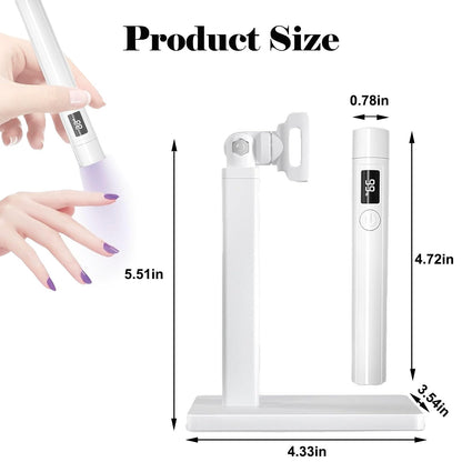 3-in-1 Handheld UV Nail Light Kit - Portable Stand with LCD Display - Cordless UV LED Nail Lamp for Home DIY Manicure