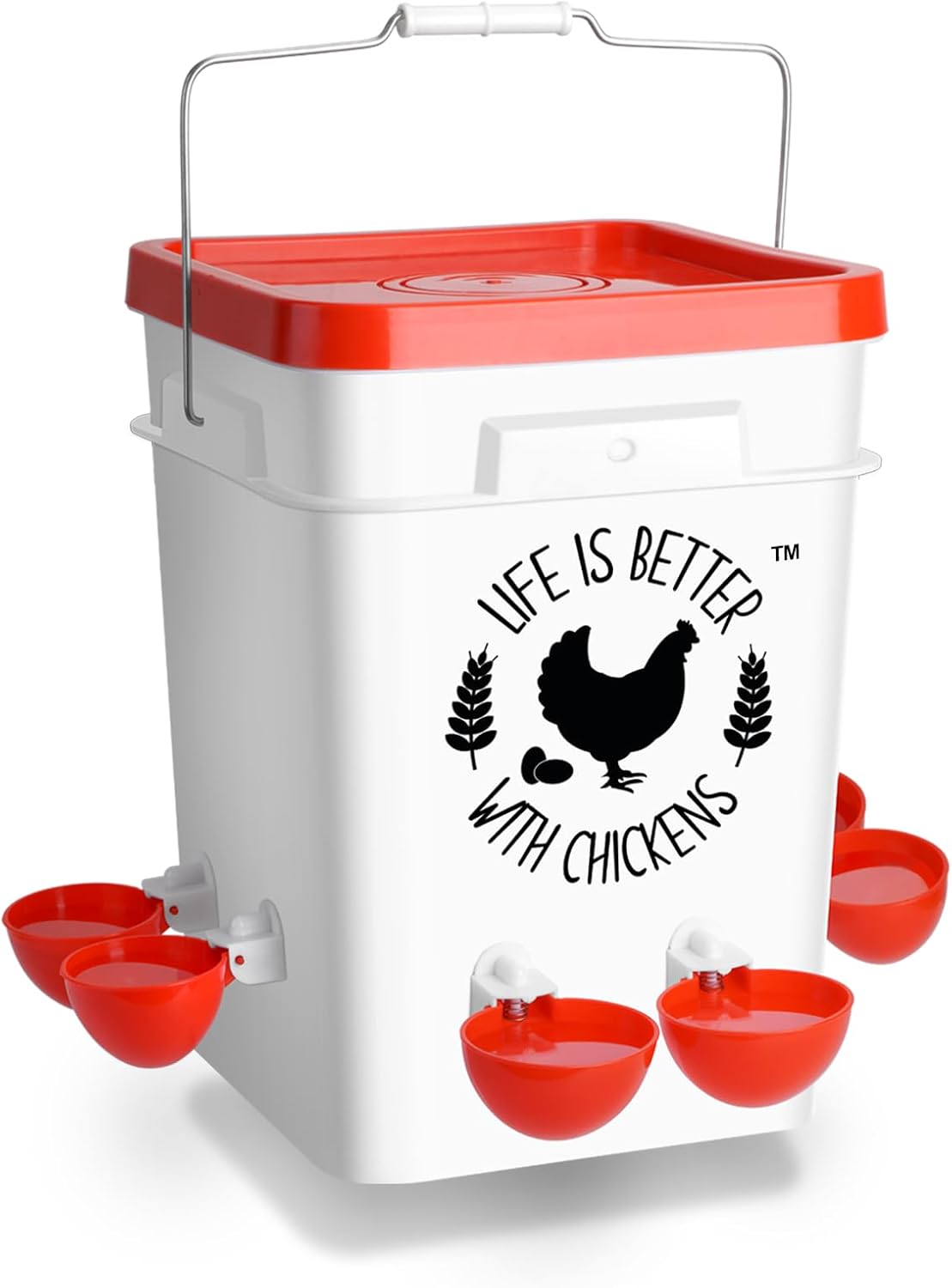5 6 Tgeyd Chicken Waterer Gallon, with Enlarge Automatic Water Cups, Large Cicken Waterer for Chicken Duck and Goose