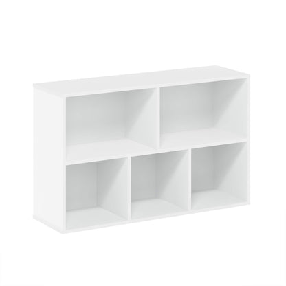 Furinno LUDER Book Shelf, 5-Cube Bookshelf, Reversible Bookcase, 9.4 x 19.5 x 31.5, Easy Assembly, for Living Room, Bedroom, Home Office, White