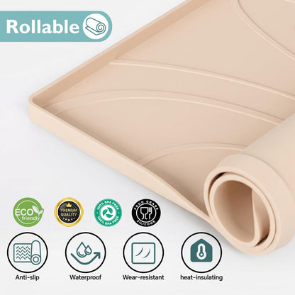 Under Sink Mat 31" x 19", Silicone Under Sink Liner for Kitchen and Bathroom, Waterproof Cabinet Protector Drip Tray, Protects Cabinets from Leaks and Spills