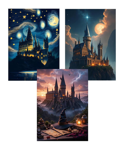 EIBEILI Diamond Art Kits for Adults - 3 Pack Magic Castle 5D Diamond Painting Kits for Beginner,DIY Magic Hat Gem Art Full Drill Diamond Dots Crystal Craft Kits for Home Wall Decor Gifts 12x16inch