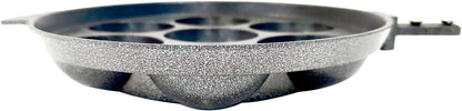 Non Stick Appam Pan, 7 Cavity Aluminium Paniyaram Pan with Stainless Steel Lid, Ebelskiver Patra Appachatty Egg Maker