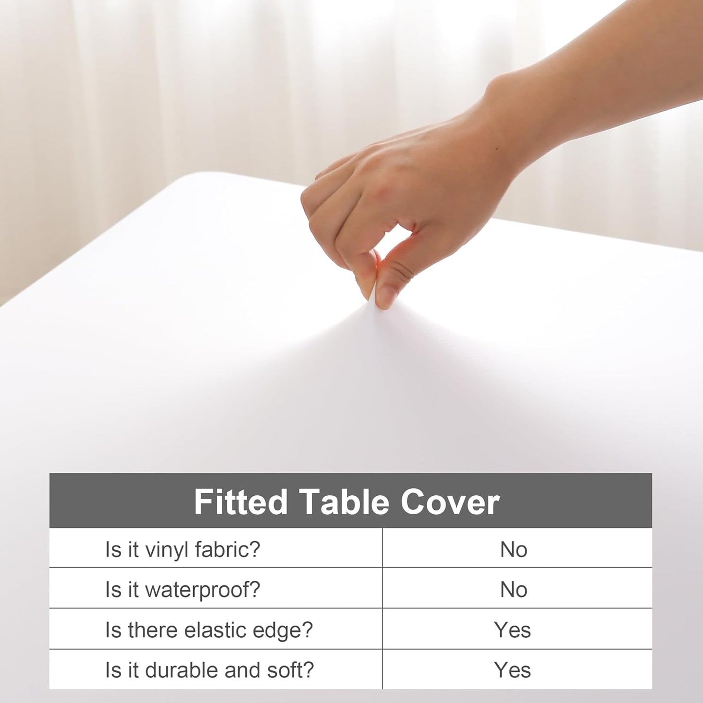 34x34 Inch eeivs White Square Fitted Tablecloth Spandex Stretchable End Tables Cover with Elastic Edge Table Cloth Card