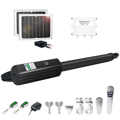 TOPENS A5S Automatic Solar Gate Opener for Medium Duty Single Swing Gates Up to 16ft, Single Swing Gate Operator Battery Powered with Remote Control Kit Gate Motor Solar Panel Included