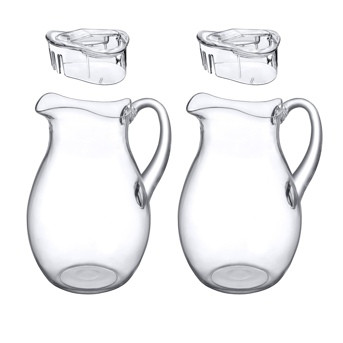 Amazing Abby - Bubbly - 2-Pack Acrylic Pitcher (72 oz), Clear Plastic Water Pitcher with Lid, Fridge Jug, BPA-Free, Shatter-Proof, Great for Iced Tea, Sangria, Lemonade, Juice, Milk, and More