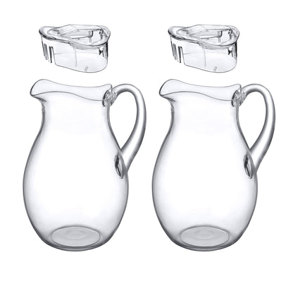 Amazing Abby - Bubbly - 2-Pack Acrylic Pitcher (72 oz), Clear Plastic Water Pitcher with Lid, Fridge Jug, BPA-Free, Shatter-Proof, Great for Iced Tea, Sangria, Lemonade, Juice, Milk, and More