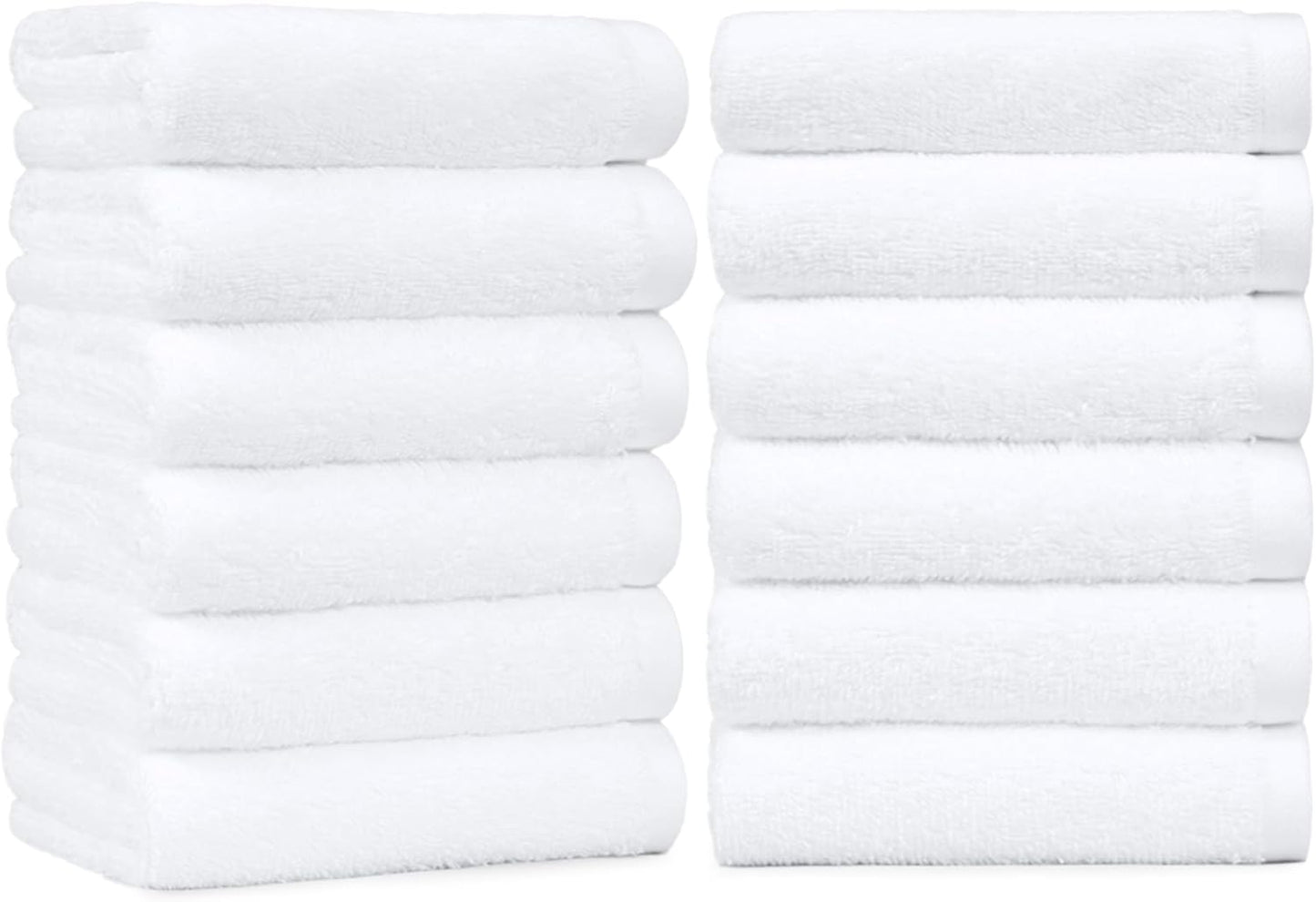 16 26 12-Pack Amazon Basics Soft and Thick Cotton Hand Towels for Bath, Kitchen, Gym, x in, White