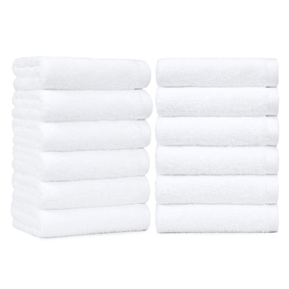 Amazon Basics Soft and Thick Cotton Hand Towels for Bath, Kitchen, Gym, 16 x 26 in, White, 12-Pack