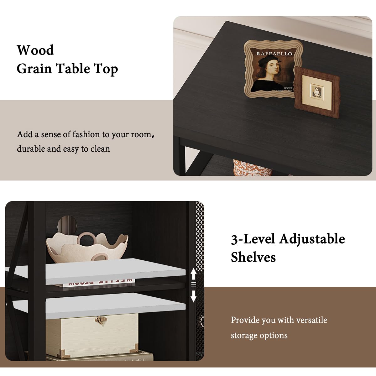 BON AUGURE Tall TV Stand for TVs up to 65 Inch, Industrial Wood Entertainment Center with Storage Cabinet, Modern TV Media Console for Living Room and Bedroom (32 Inch High, Black Oak)
