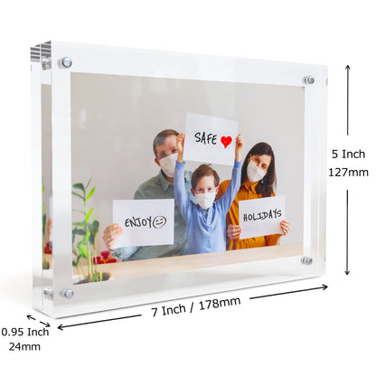 MIRA-K | Crystal Memories | Acrylic Picture Frame 5x7 with Magnetic Closure | Lucite Photo Frame for Tabletop | Decorative Display for Tickets, Postcards and Awards