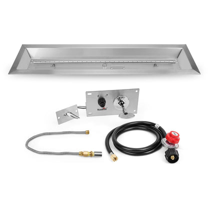Stanbroil 48 x 6 Inch Stainless Steel Fire Pit Kits with Spark Ignition, Propane Gas Firepit Insert for Outdoor DIY Firepit Project - Propane Gas Version