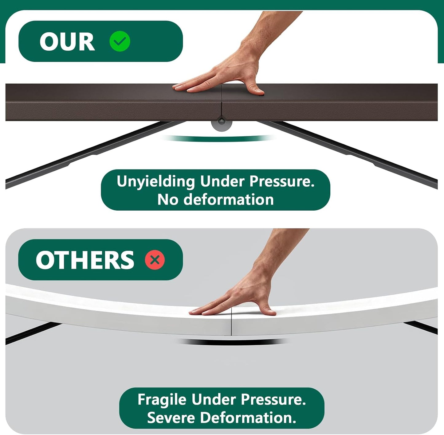 6ft Folding Table, Foldable Picnic Table Portable Table for Indoor Outdoor Use Heavy Duty Plastic Table Camping Table